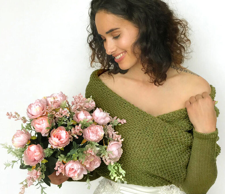 Wedding sweater olive green, bridal jacket, cover up, knitted shrug, WG27